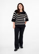 3/4 sleeve knitted blouse with stripes, Black Birch Stripes, Model image number 2