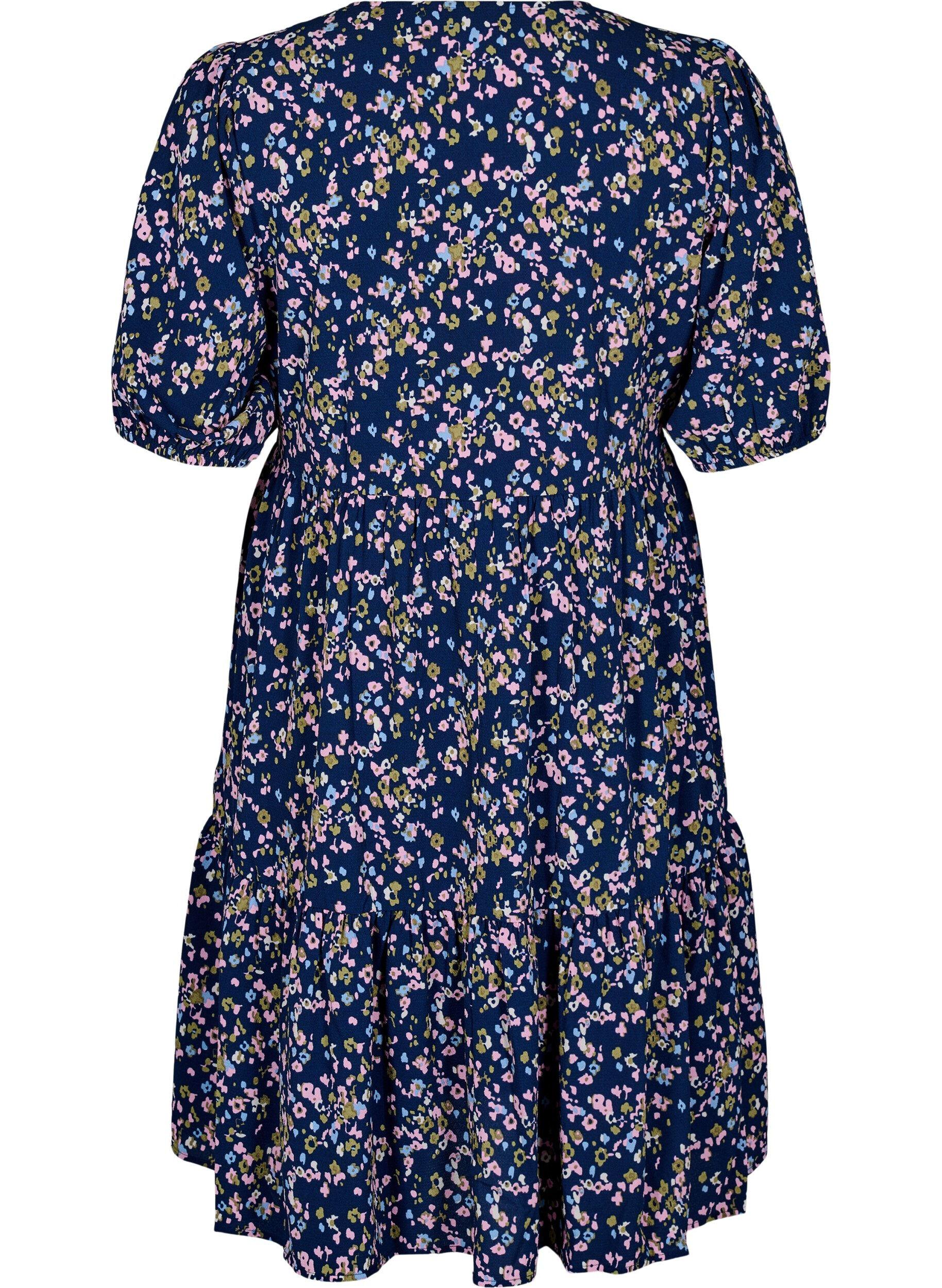 Zizzifashion Wrap dress with short sleeves, Begonia P.Ditzy AOP, Packshot image number 1
