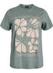 Organic cotton T-shirt with text and floral print, Green, Packshot image number 0