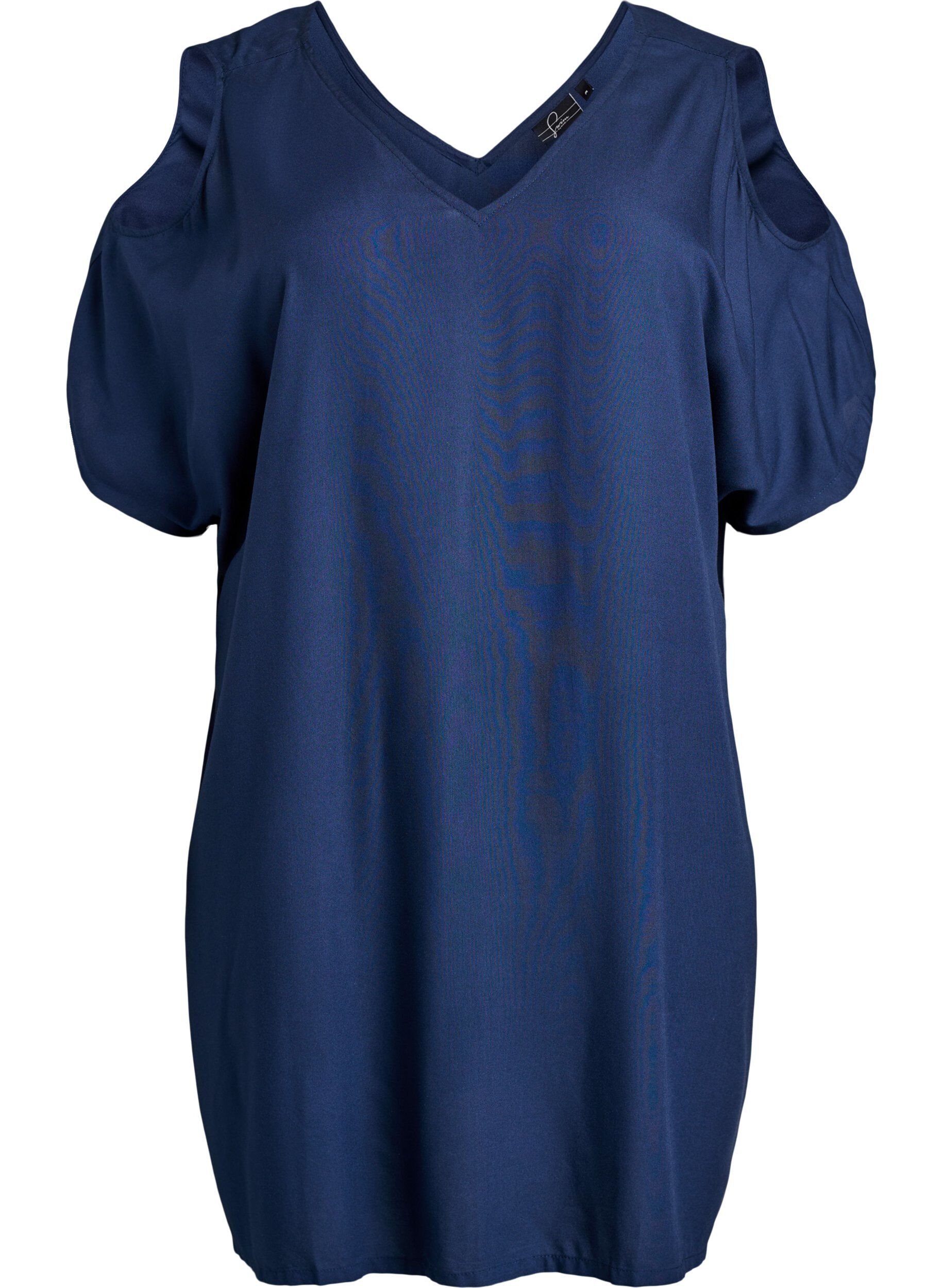 Zizzifashion Beach dress in viscose with shoulder detail, Blue, Packshot image number 0