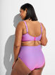 High-waisted bikini briefs with a striped texture, Pink, Model image number 1