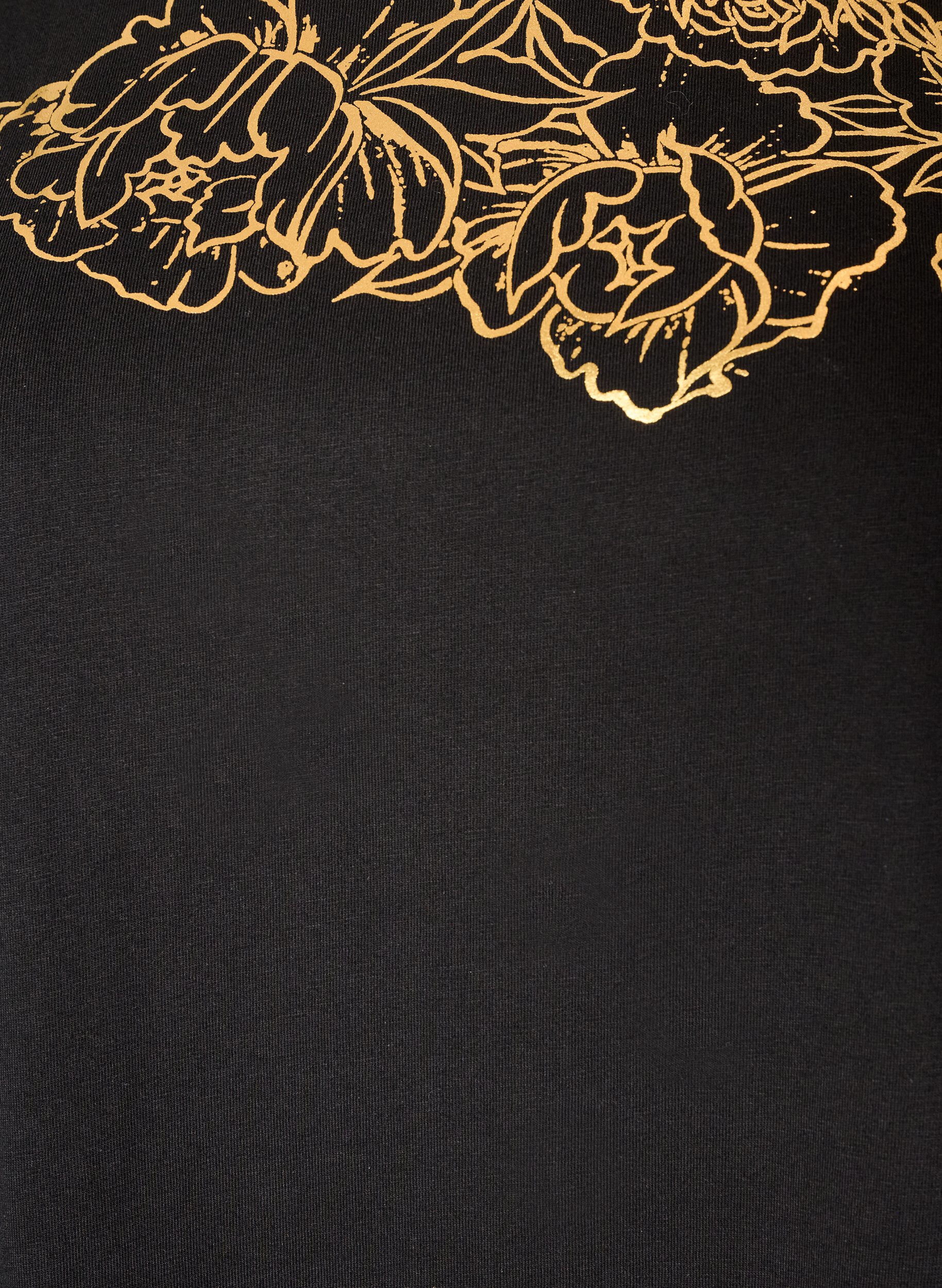 ZizzifashionCotton T-shirt with floral print, Black, Packshot image number 2