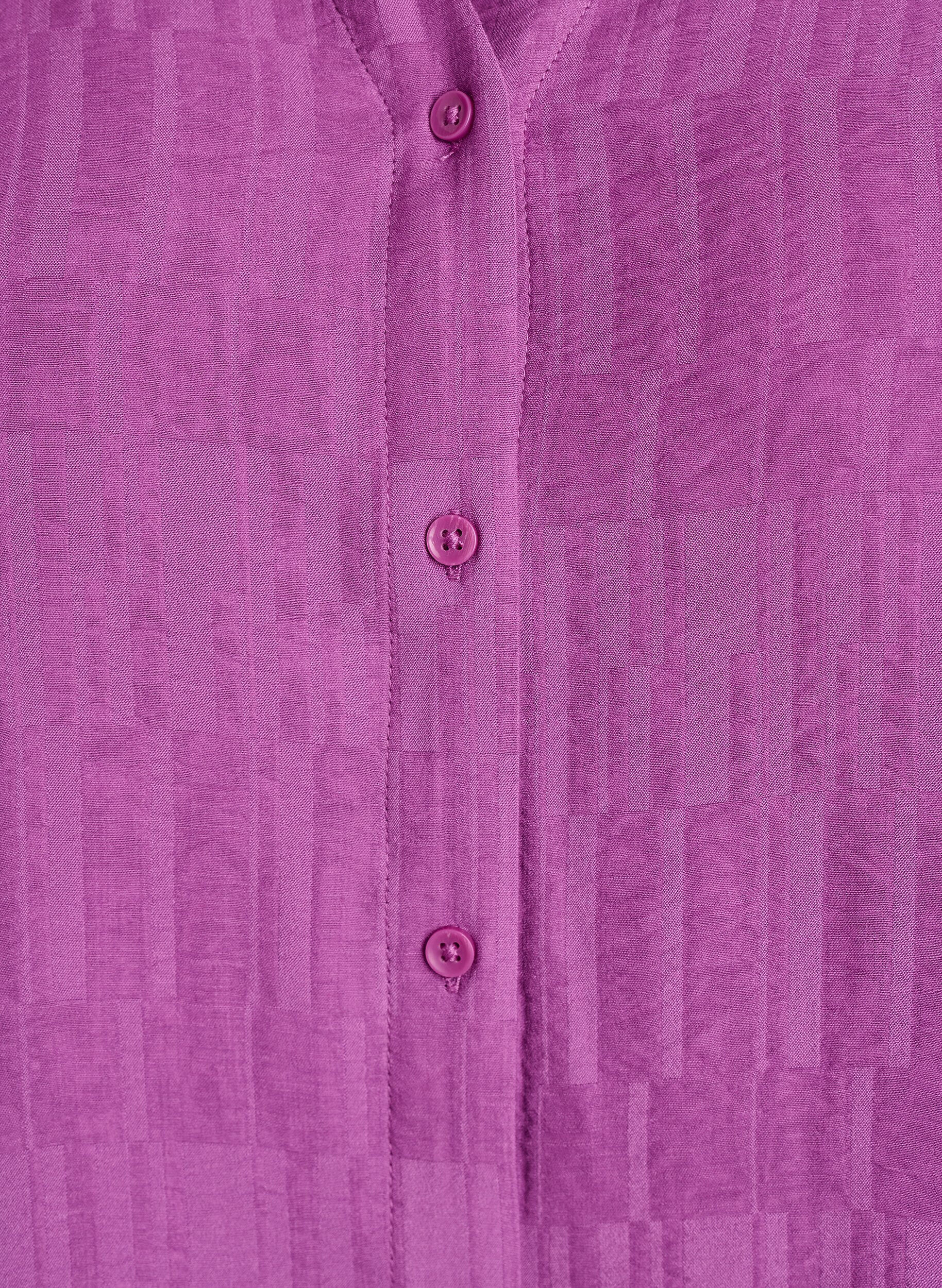 Zizzifashion Loose shirt with texture and a V-neck, Purple, Packshot image number 2