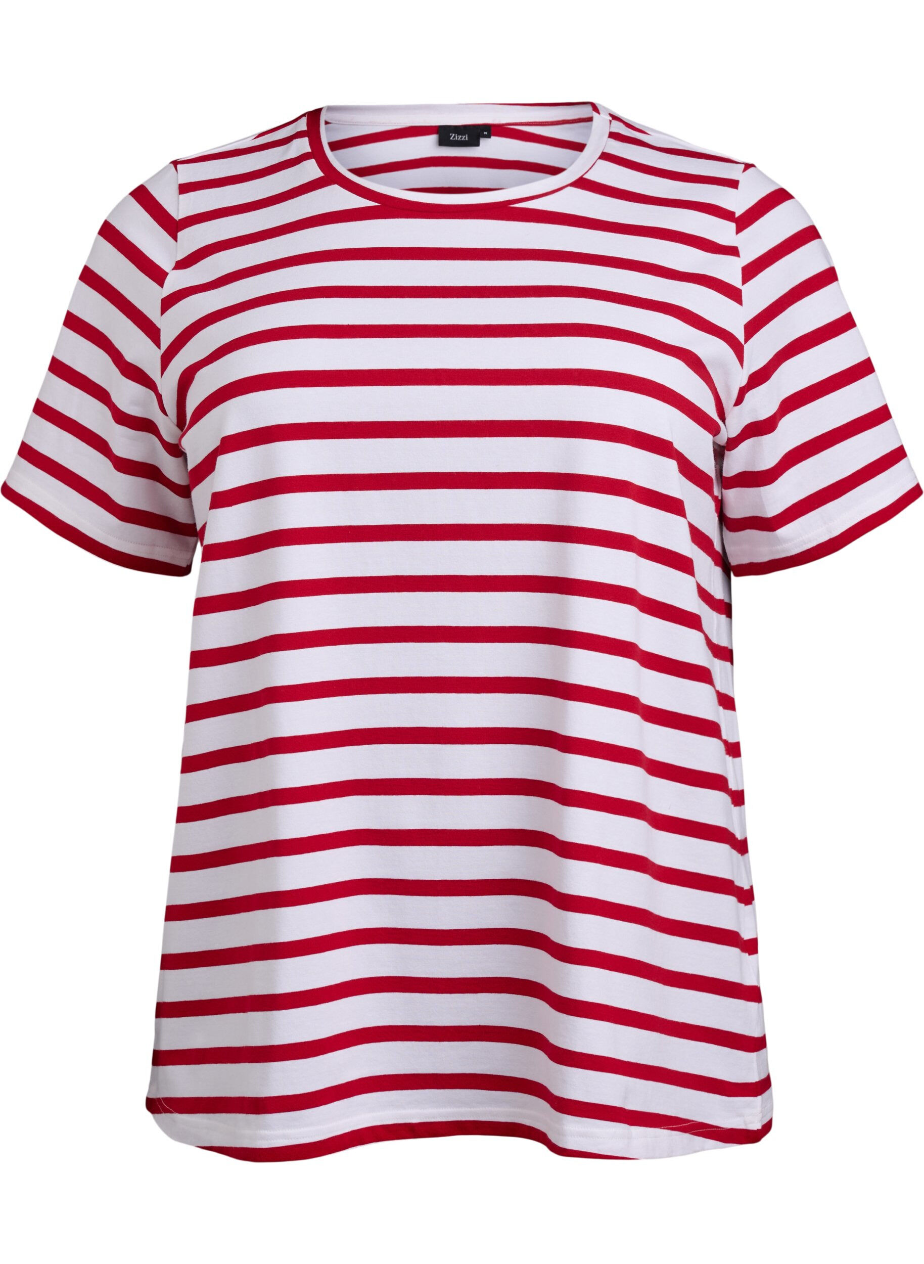 Zizzifashion Striped T-shirt in organic cotton, Red, Packshot image number 0