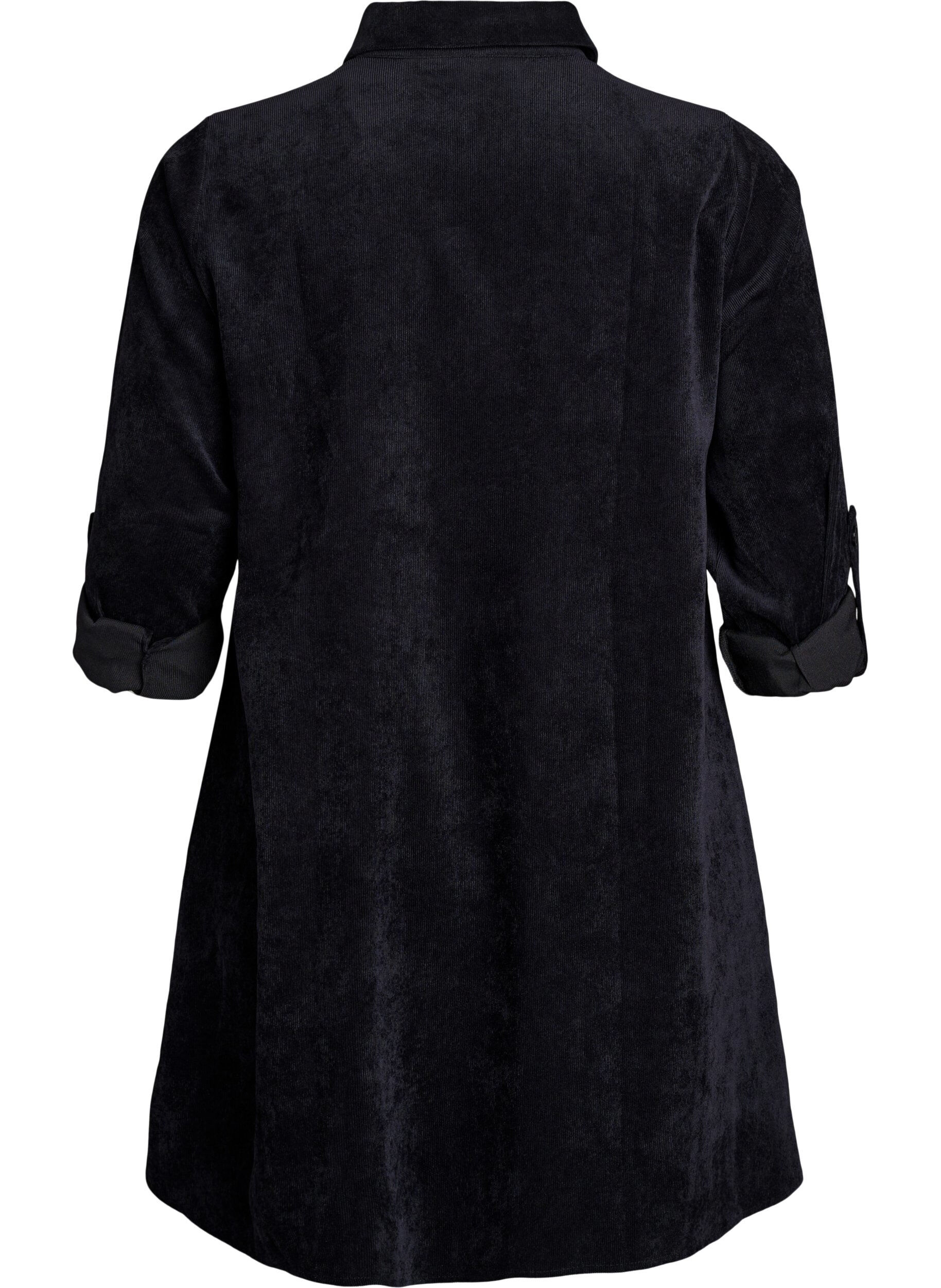 ZizzifashionVelvet dress with zipper and 3/4 sleeves, Black, Packshot image number 1