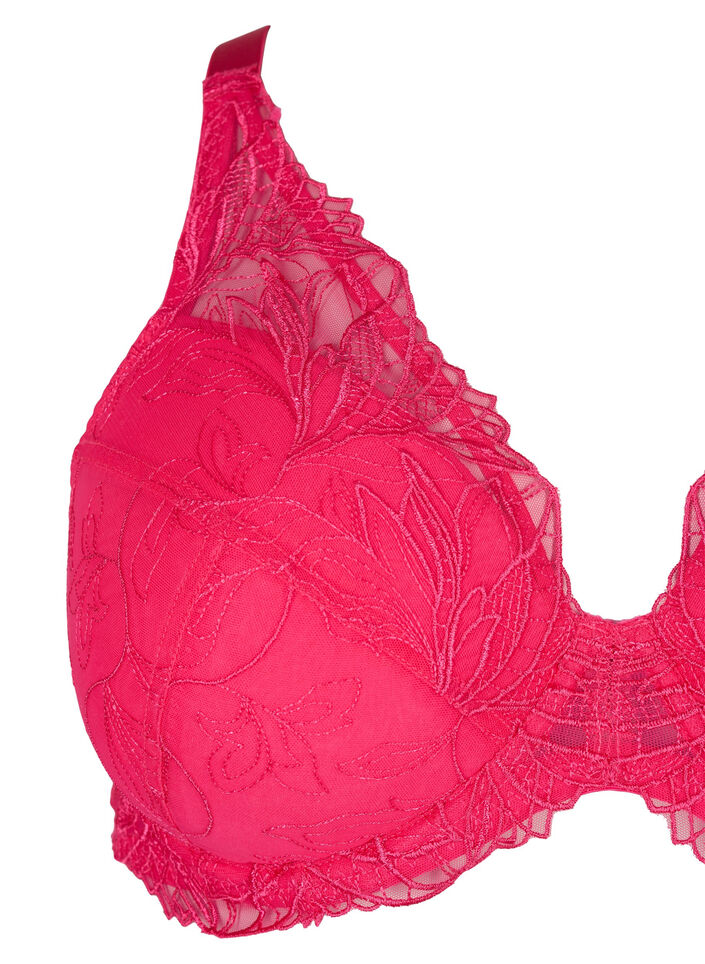 Padded lace bra with underwire, Pink, Packshot image number 2