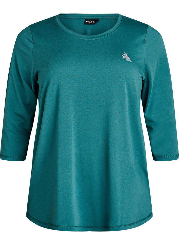 Workout top with 3/4 sleeves, Green, Packshot image number 0