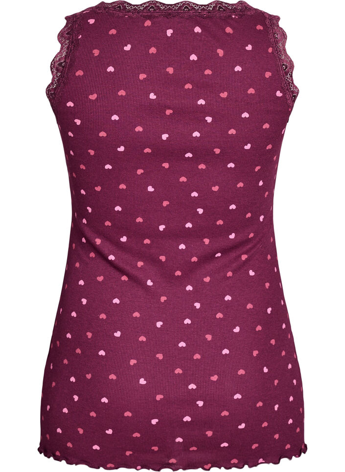 Top with print and lace edge, Dark Bordeaux, Packshot image number 1