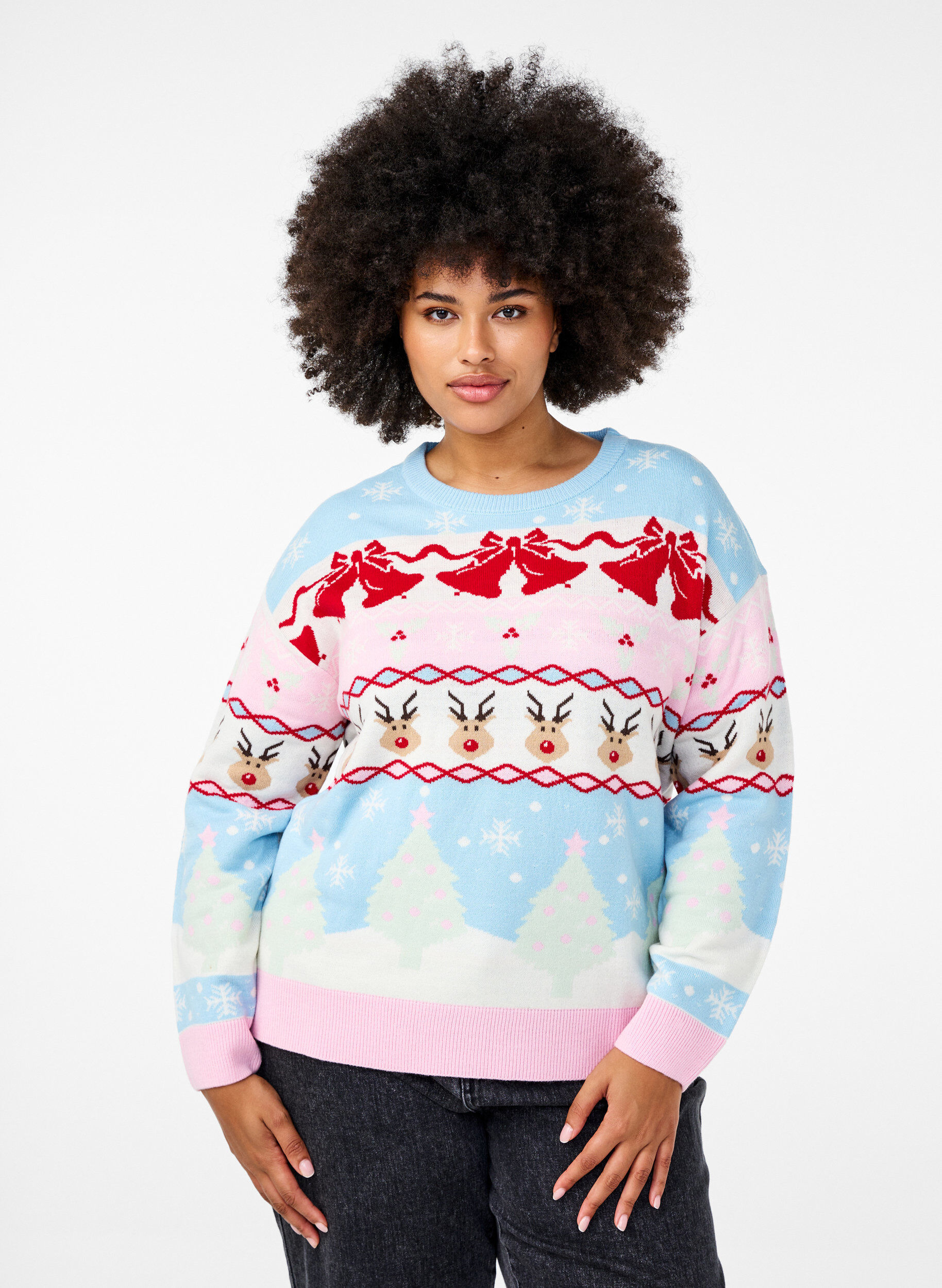Zizzifashion Christmas jumper, Cerulean Comb, Model image number 0