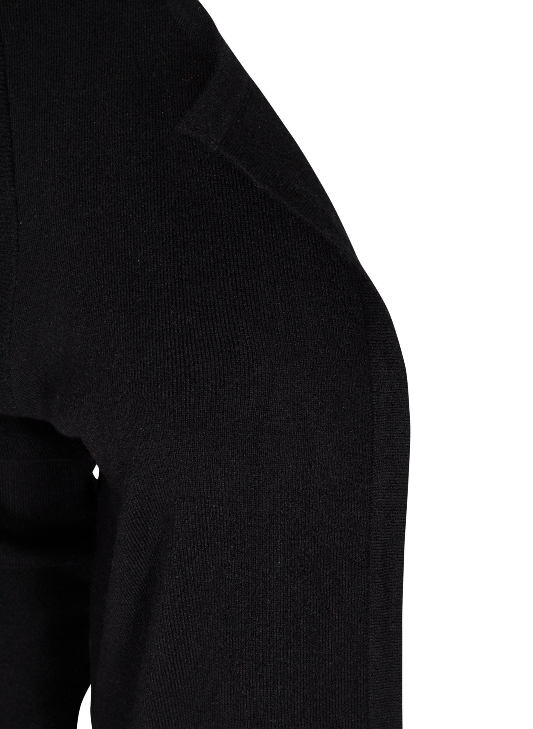 Zizzifashion Knitted cardigan with ruffles and pockets, Black, Packshot image number 2