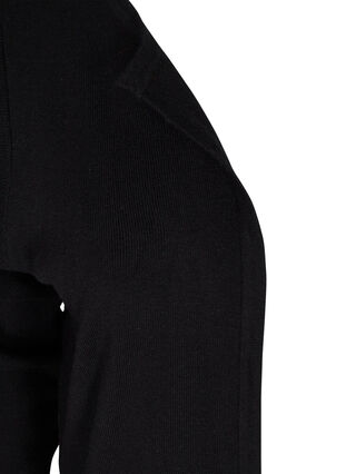 Knitted cardigan with ruffles and pockets, Black, Packshot image number 2