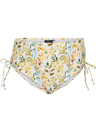 Printed bikini bottoms with a high waist, Small White Flower, Packshot image number 0