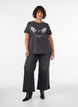 Organic cotton t-shirt with print, Black, Model image number 1