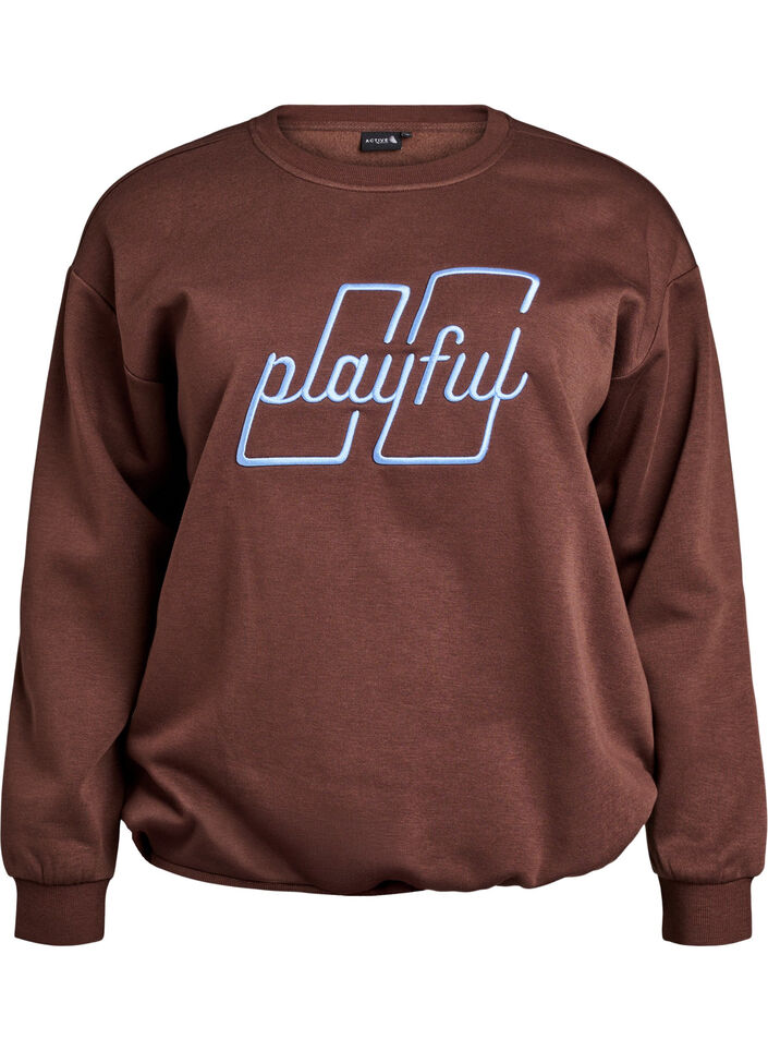 Sweatshirt with front motif, Brown, Packshot image number 0