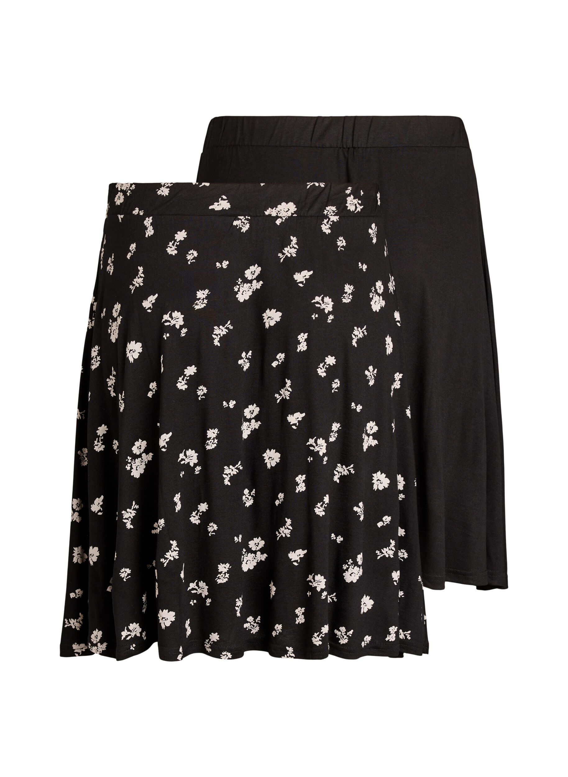 Zizzifashion 2-pack skater skirts in viscose, Black, Packshot image number 1