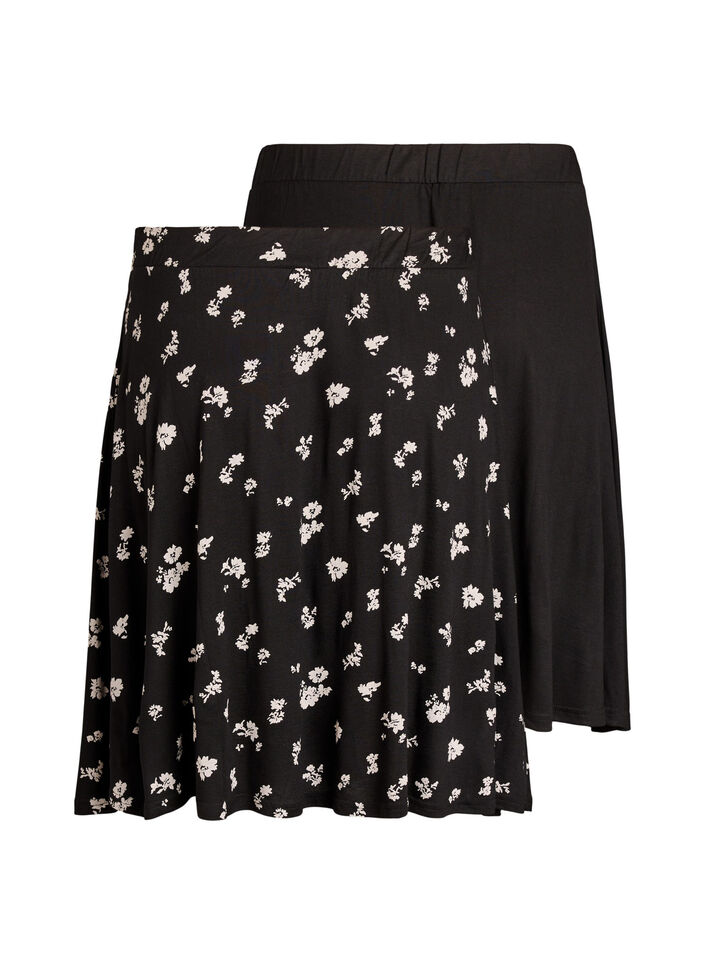 2-pack skater skirts in viscose, Black, Packshot image number 1