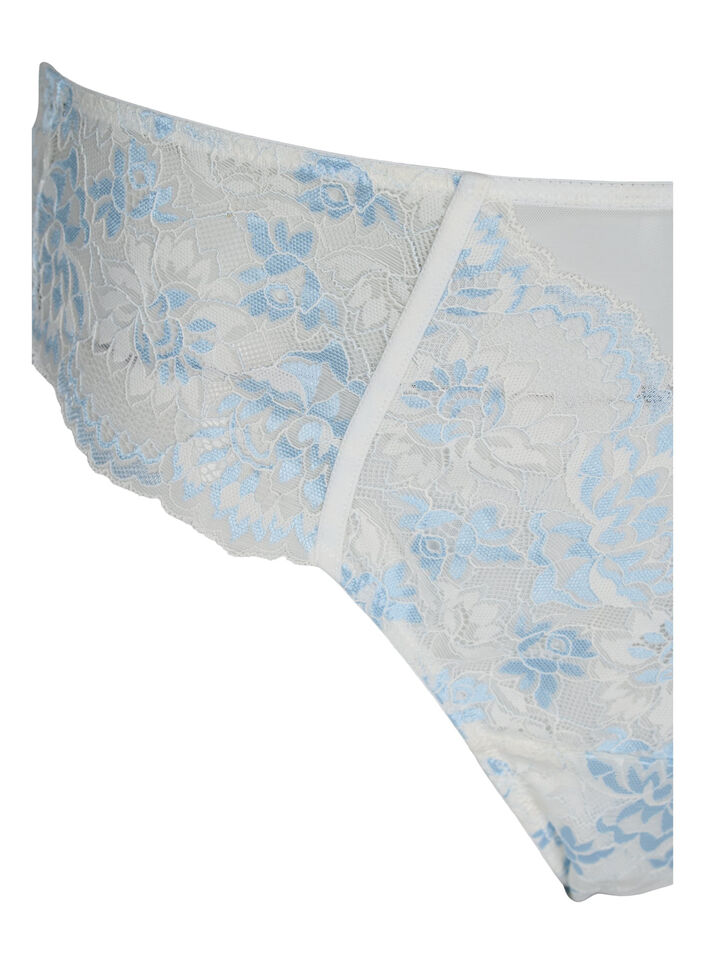 Lace g-string with a regular waist, Tofu w. blue, Packshot image number 2