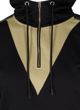 Sweatshirt with hood and zipper, Black Green, Packshot image number 2