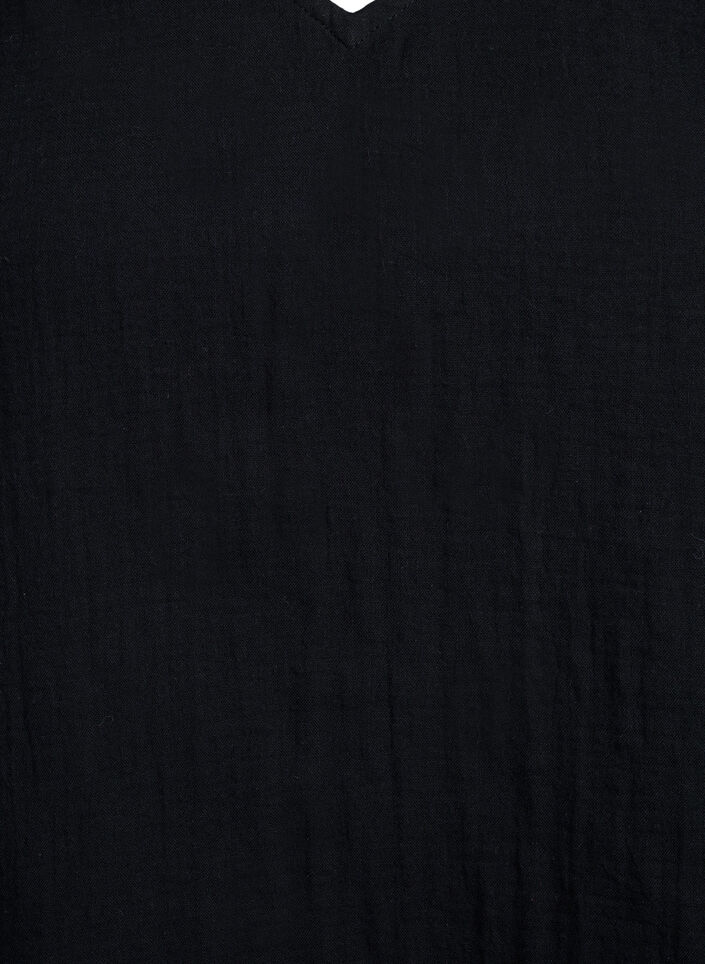 Sleeveless top in cotton muslin with ruffles, Black, Packshot image number 2