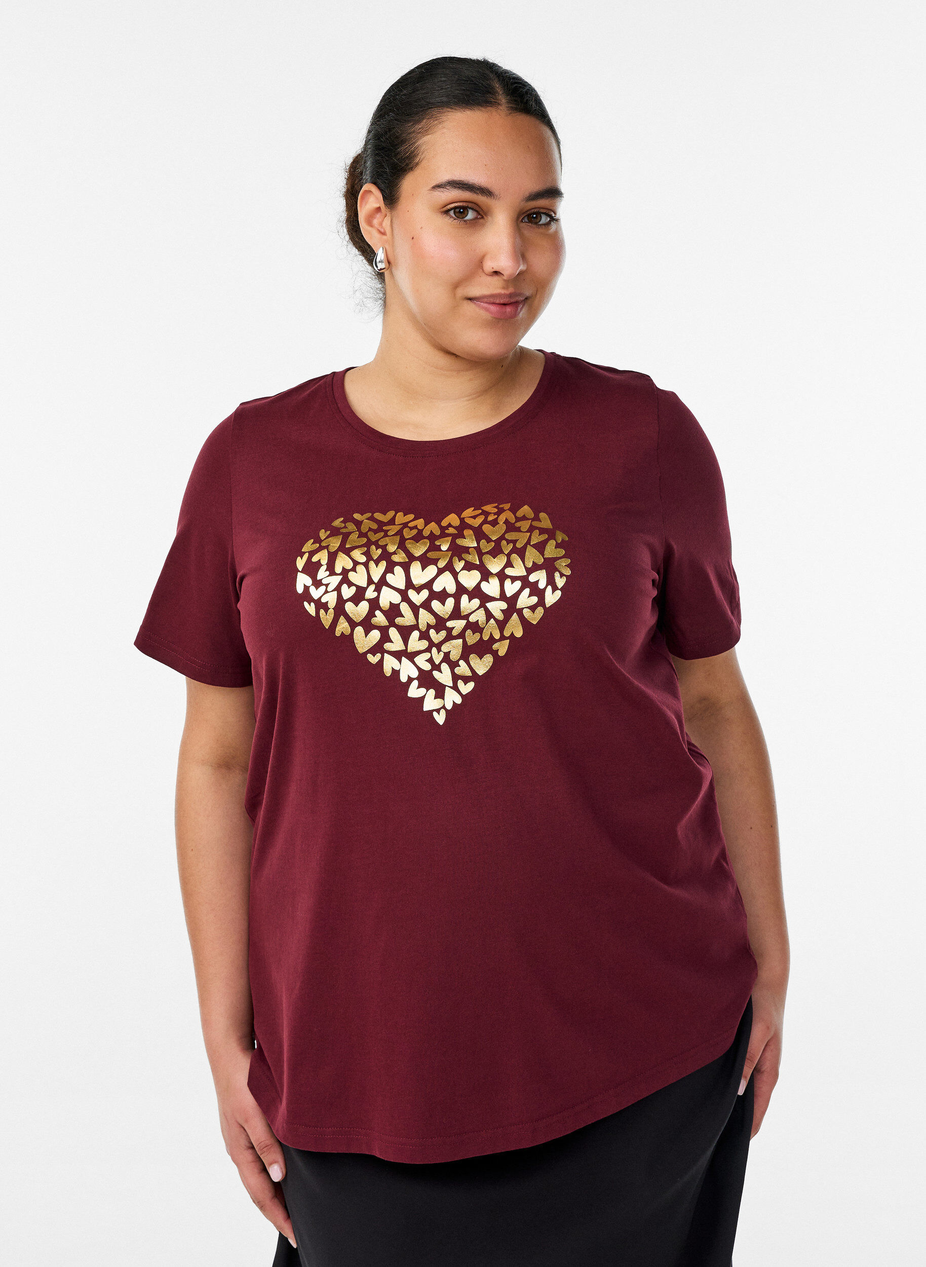 T-shirt with motif, Red, Model
