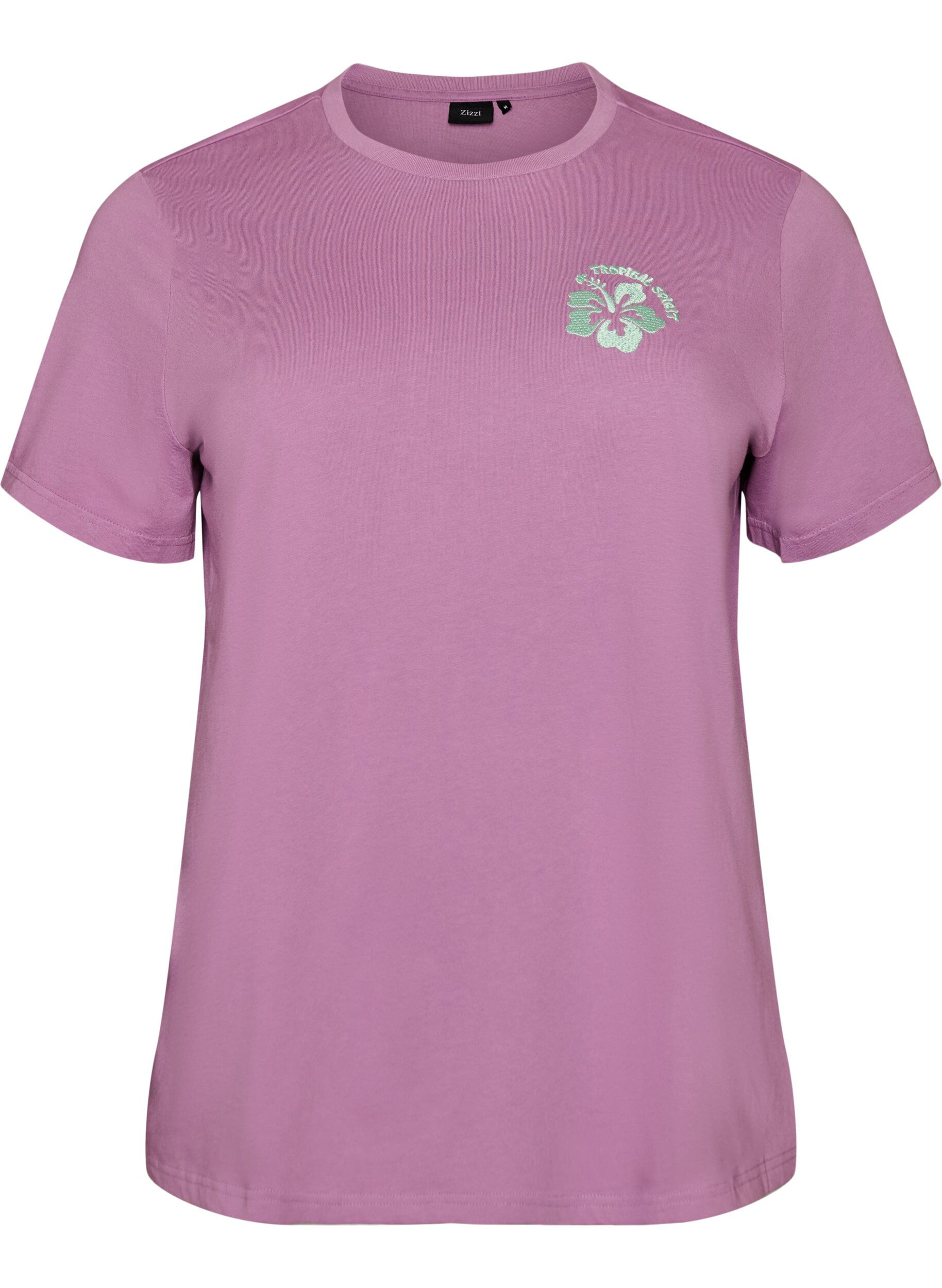 Zizzifashion Organic cotton T-shirt with back print, Rose, Packshot image number 0