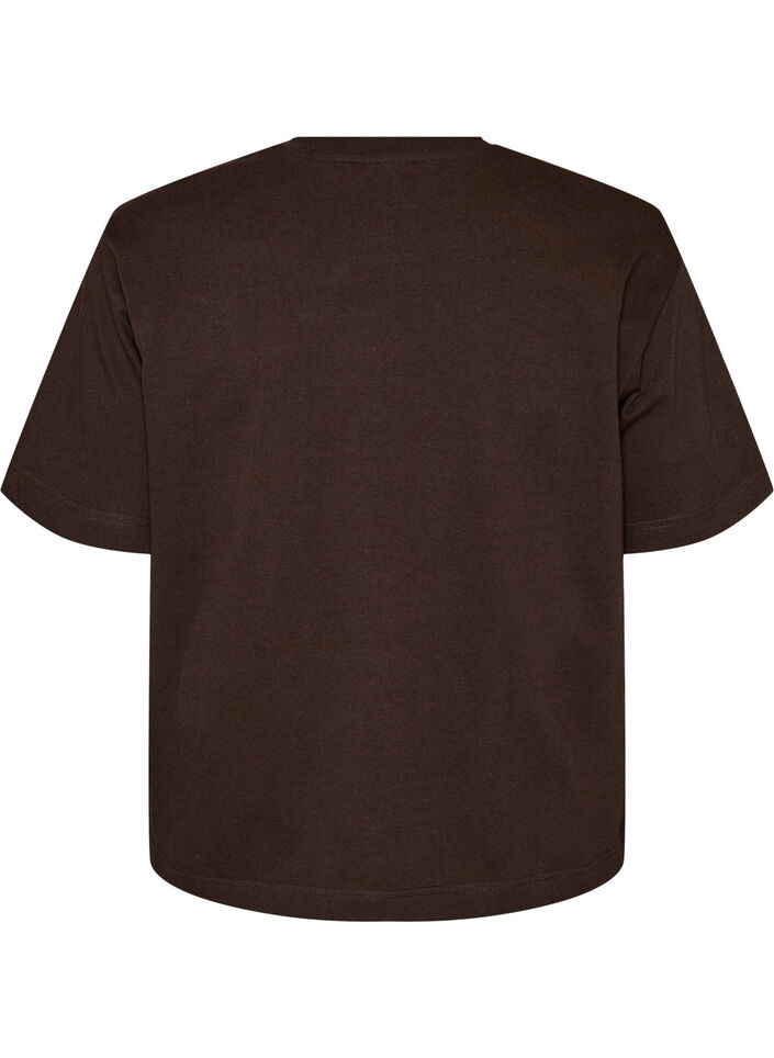 Boxy cotton T-shirt, Brown, Packshot image number 1