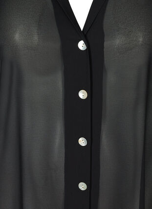 Long-sleeved tunic with buttons, Black, Packshot image number 2