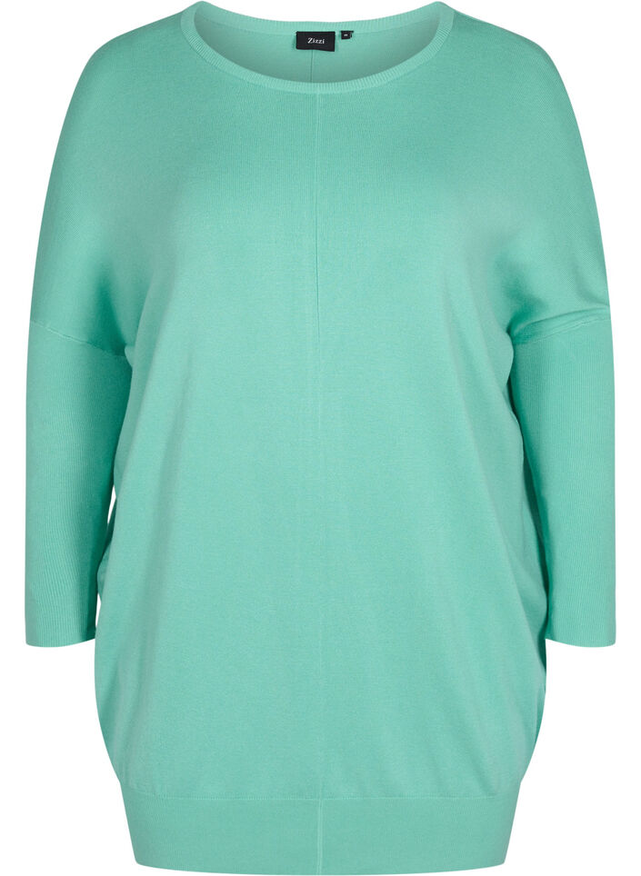 Knitted jumper with round neckline, Dusty Jade Green, Packshot image number 0
