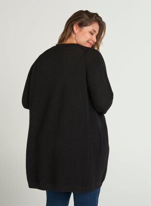 Knitted cardigan with pockets, Black, Model image number 0