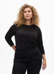 Solid coloured blouse with long sleeves, Black, Model image number 0