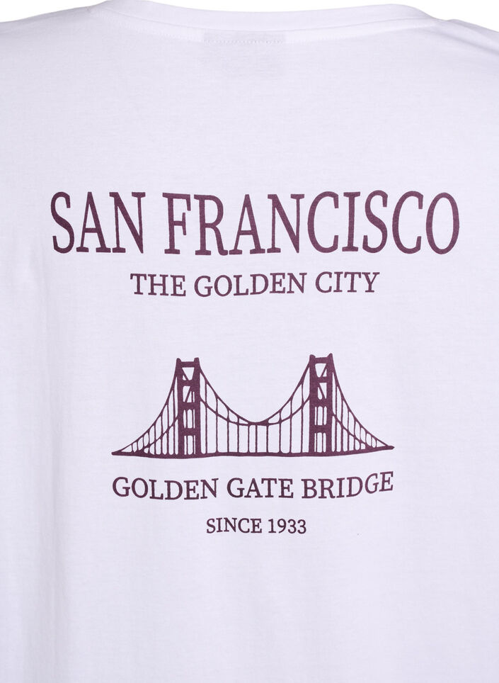 Long night T-shirt in organic cotton with print, White, Packshot image number 3