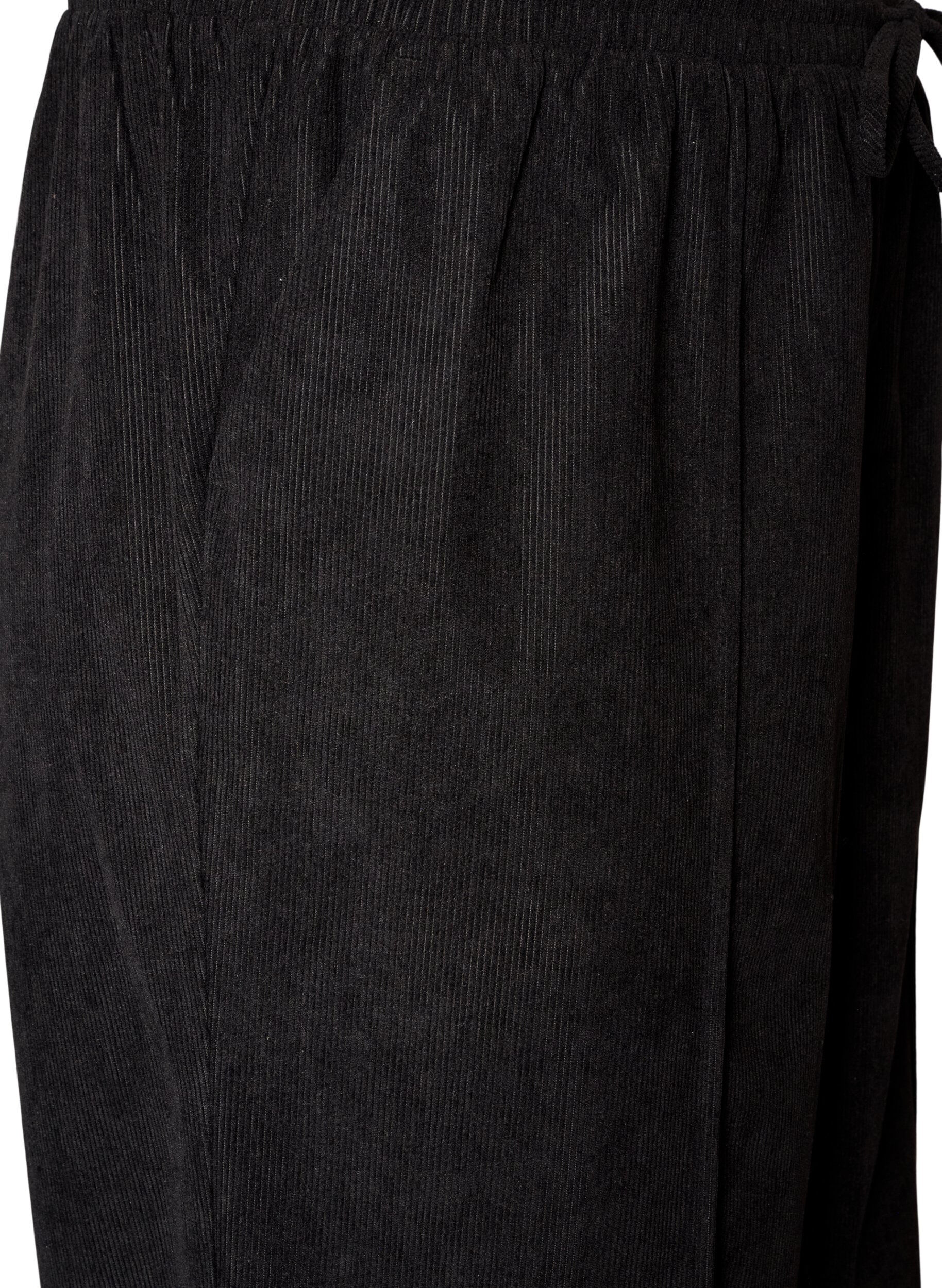 ZizzifashionCorduroy trousers with wide legs and a high waist, Black, Packshot image number 2