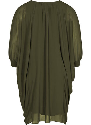 Tunic with a V-neck and smocking, Ivy green, Packshot image number 1