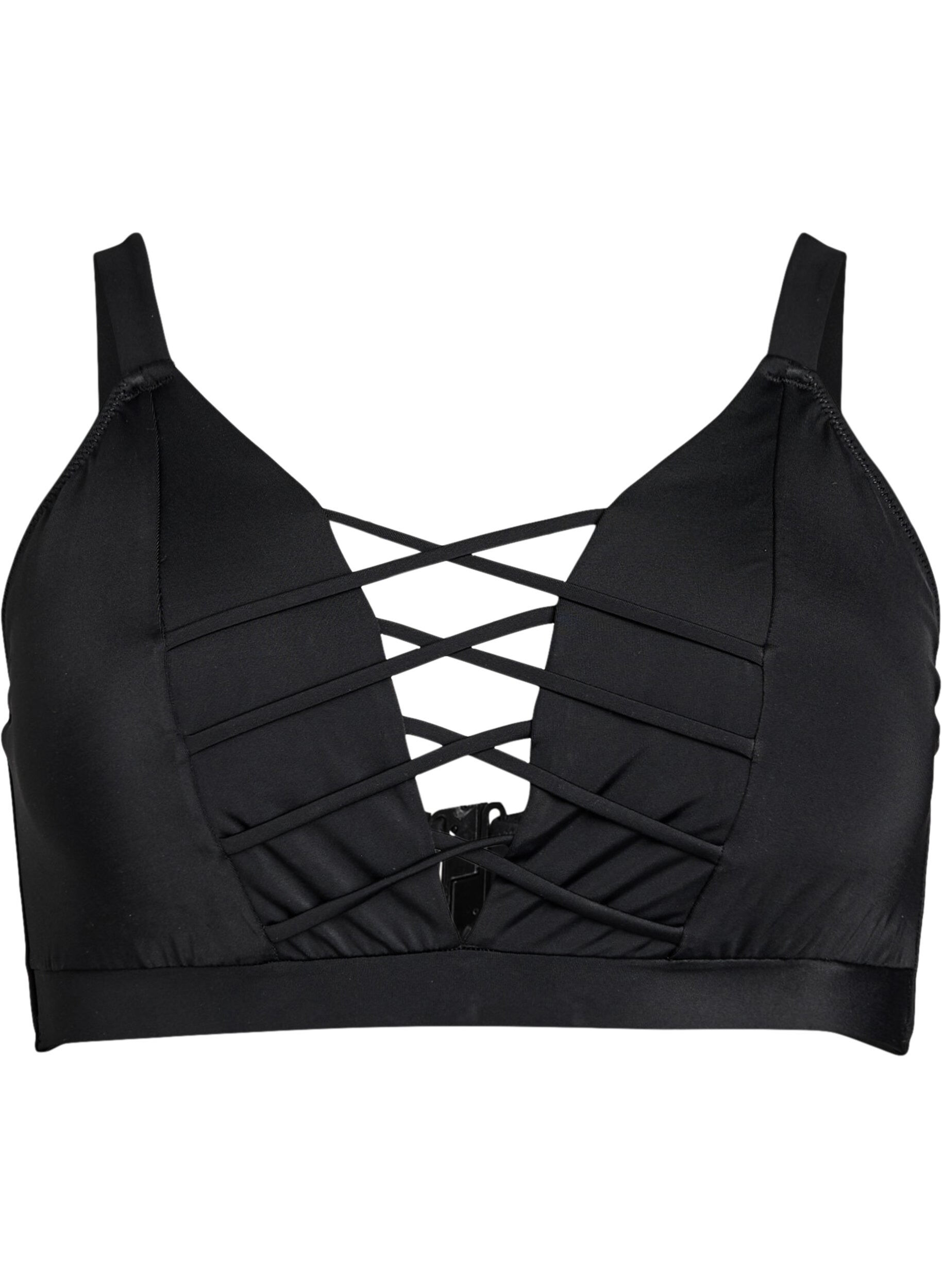 Zizzifashion Bikini top with string detail, Black, Packshot image number 0