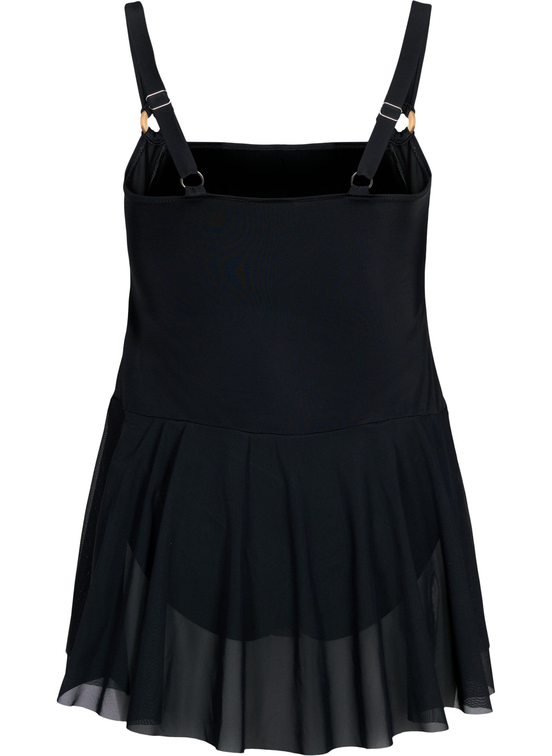 Zizzifashion Swim dress with draping and skirt, Black, Packshot image number 1
