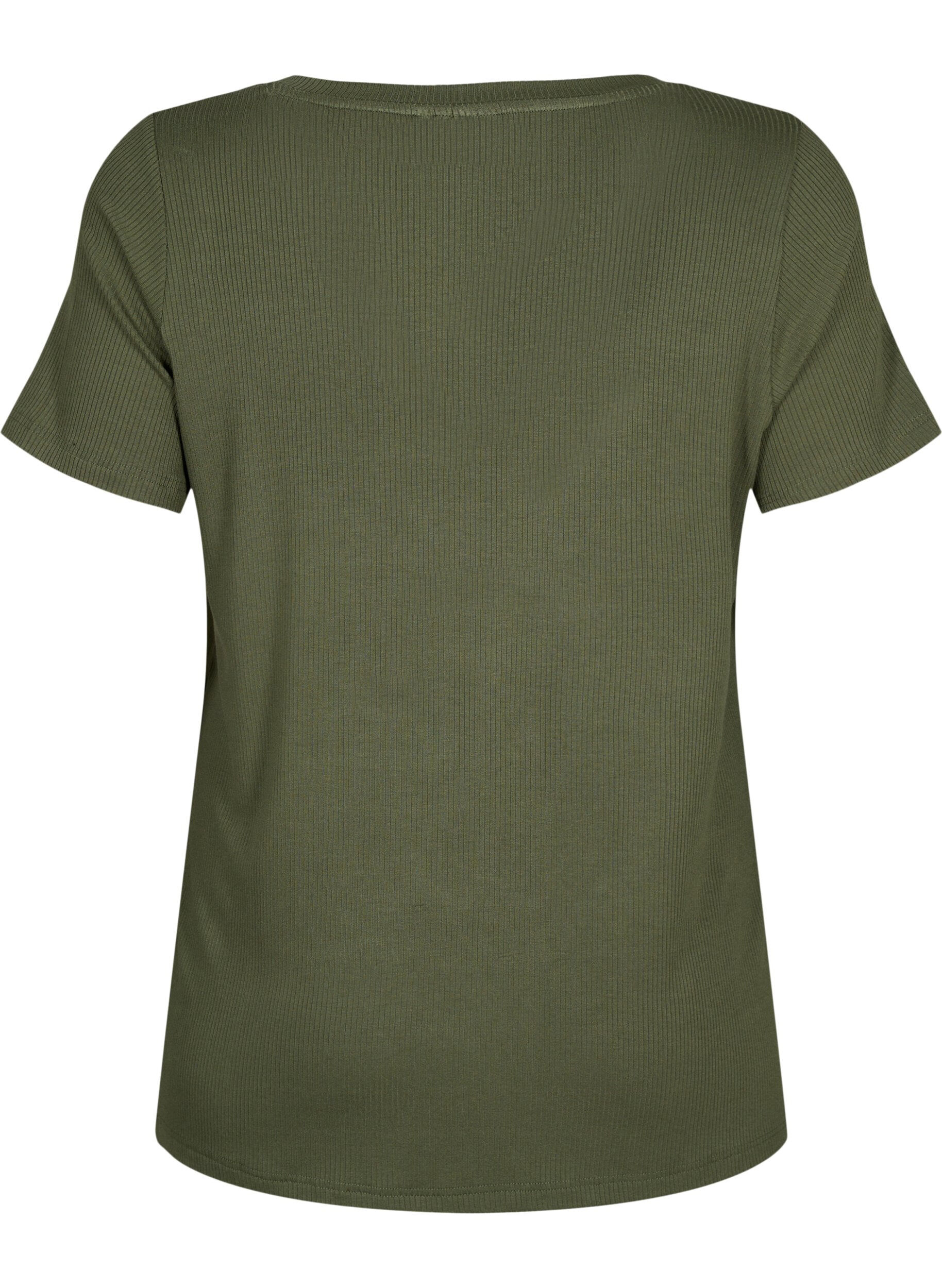 Zizzifashion Ribbed T-shirt with LENZING&trade; ECOVERO&trade; Viscose, Thyme, Packshot image number 1