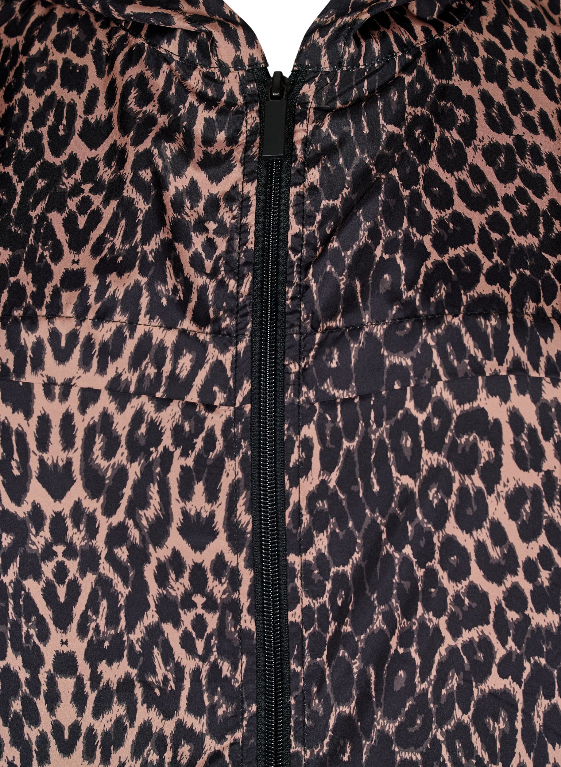 Zizzifashion Leopard print sports jacket with a hood, Brown, Packshot image number 2