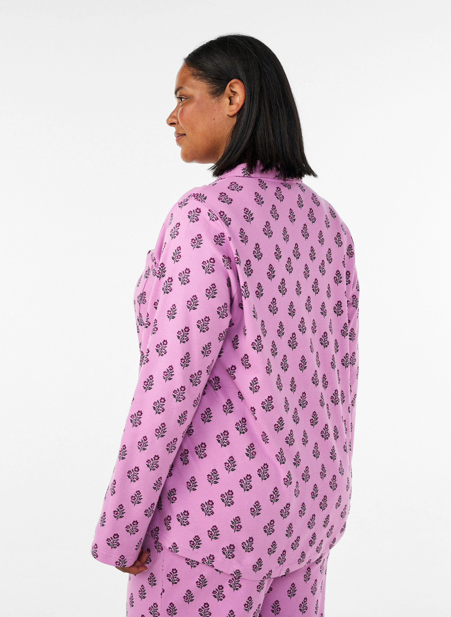 ZizzifashionCotton pyjama shirt with chest pocket, Rose, Model image number 2