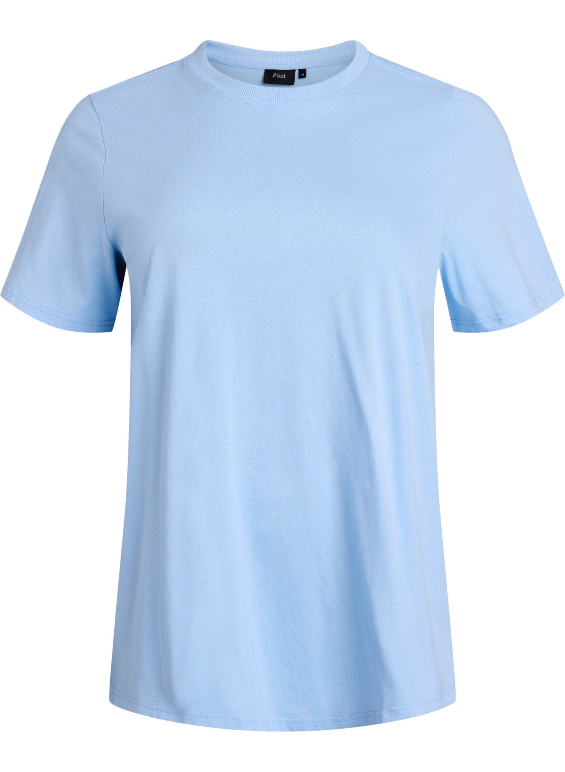 ZizzifashionBasic cotton T-shirt with round neck, Blue, Packshot image number 0