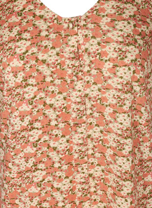 Short-sleeved, A-line viscose blouse, Bordeaux flower Aop, Packshot image number 2