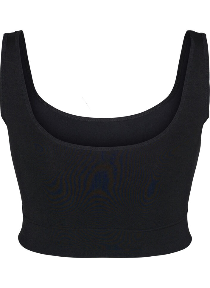 Seamless bra with round neckline, Black, Packshot image number 1