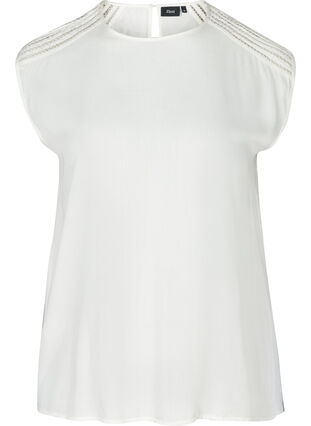 Short-sleeved blouse in viscose, Bright White, Packshot image number 0