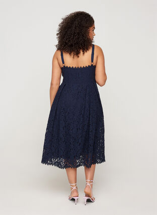 Sleeveless lace midi dress, Navy Blazer, Model image number 1