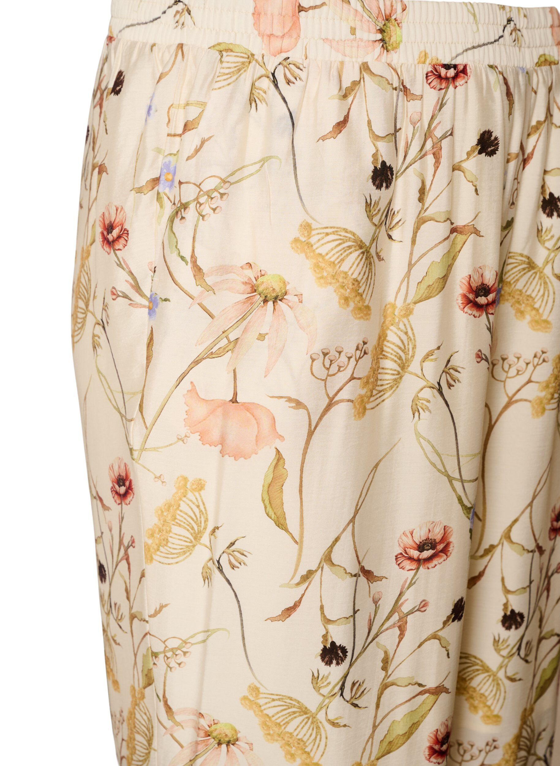 Zizzifashion High-waisted viscose trousers with floral print, Beige, Packshot image number 2