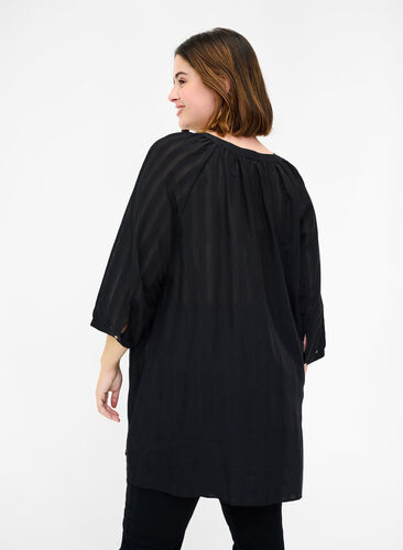 Tunic with buttons and 3/4 sleeves, Black, Model image number 1