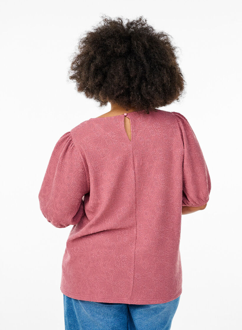 Structured blouse with short sleeves, Red, Model image number 2