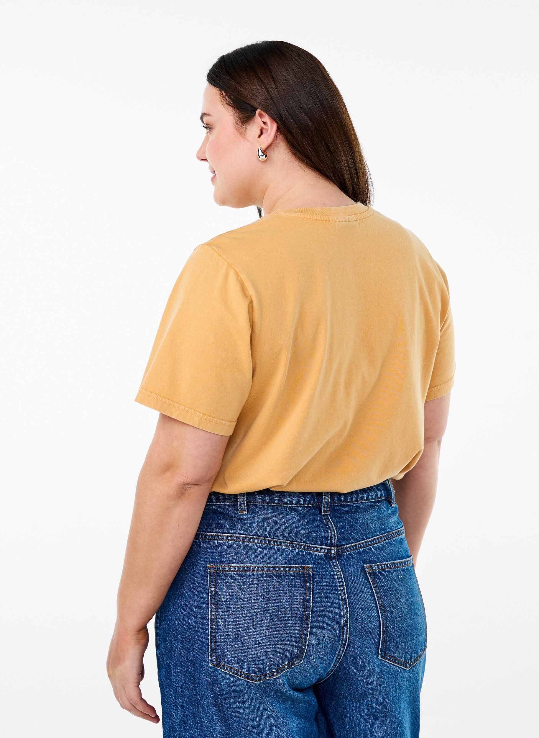 Zizzifashion T-shirt in organic cotton with a cool print, Yellow, Model image number 2