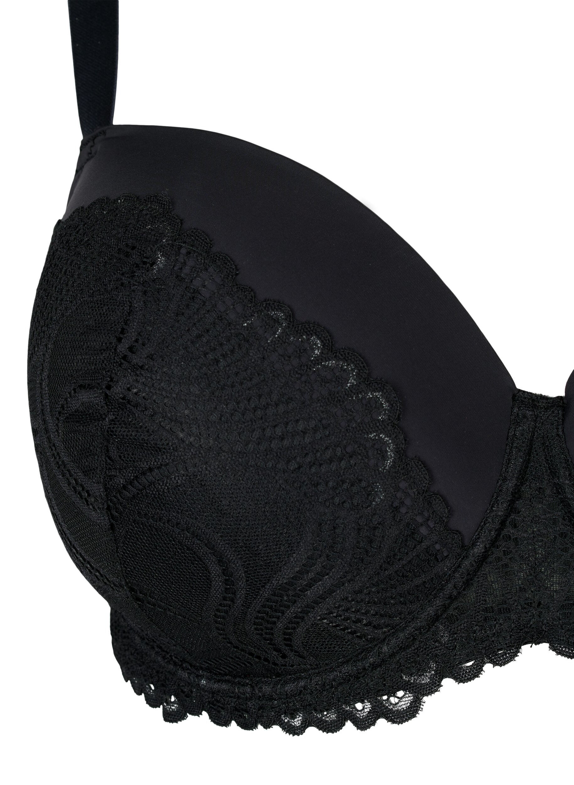 Zizzifashion Moulded underwire lace bra, Black, Packshot image number 2