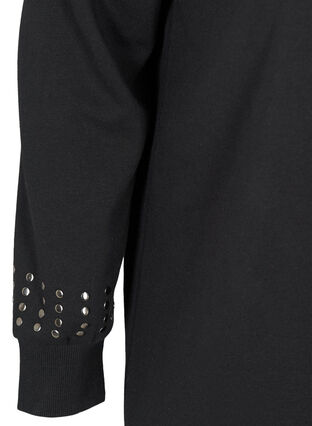 Long sweater dress with studs, Black, Packshot image number 3