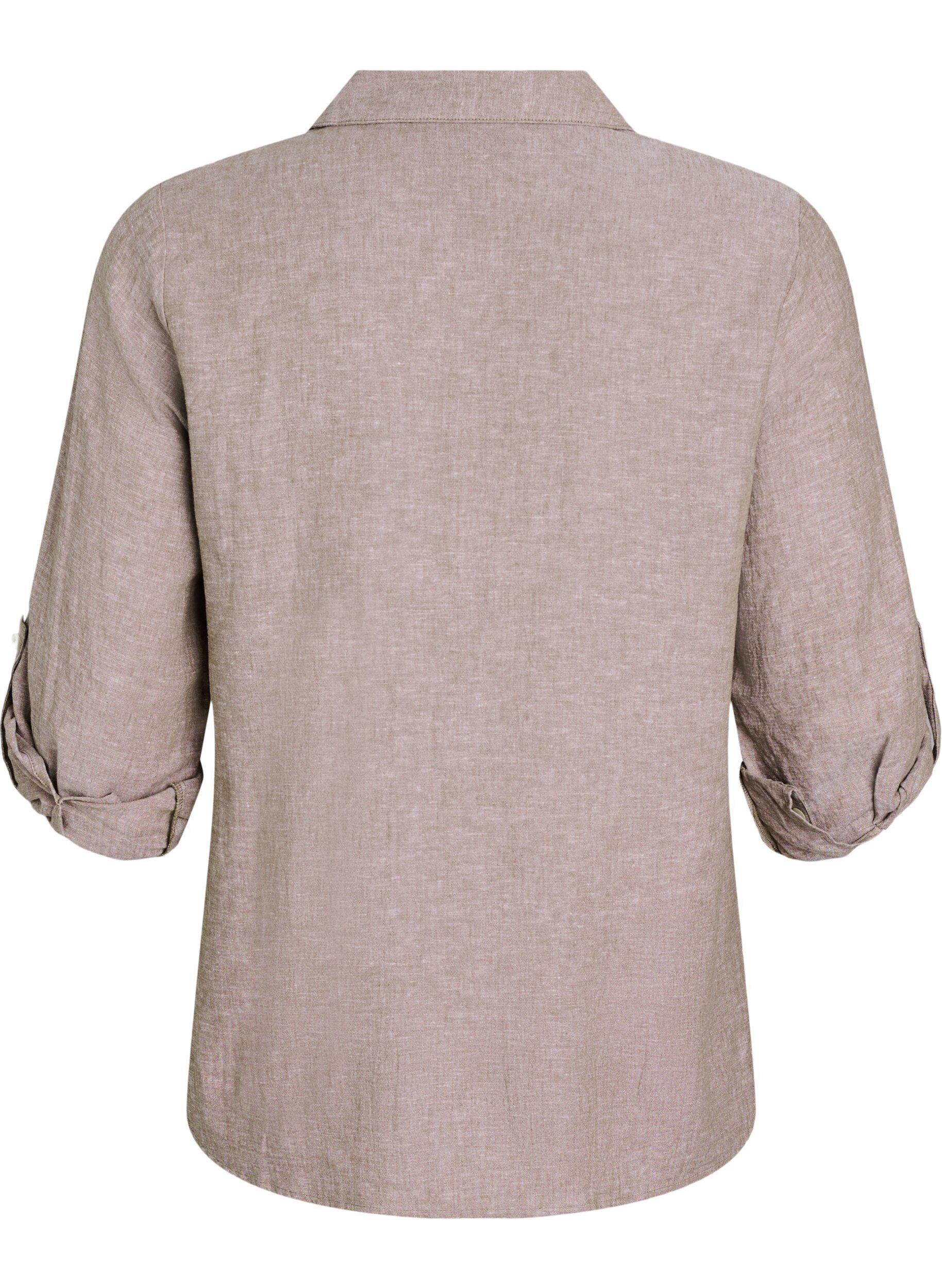 ZizzifashionShirt in linen and viscose with 3/4 sleeves, Brown, Packshot image number 1